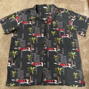 VINTAGE Barefoot in Paradise Tribal Hawaiian Cars Shirt Mens Size XXL VW‎ Woody